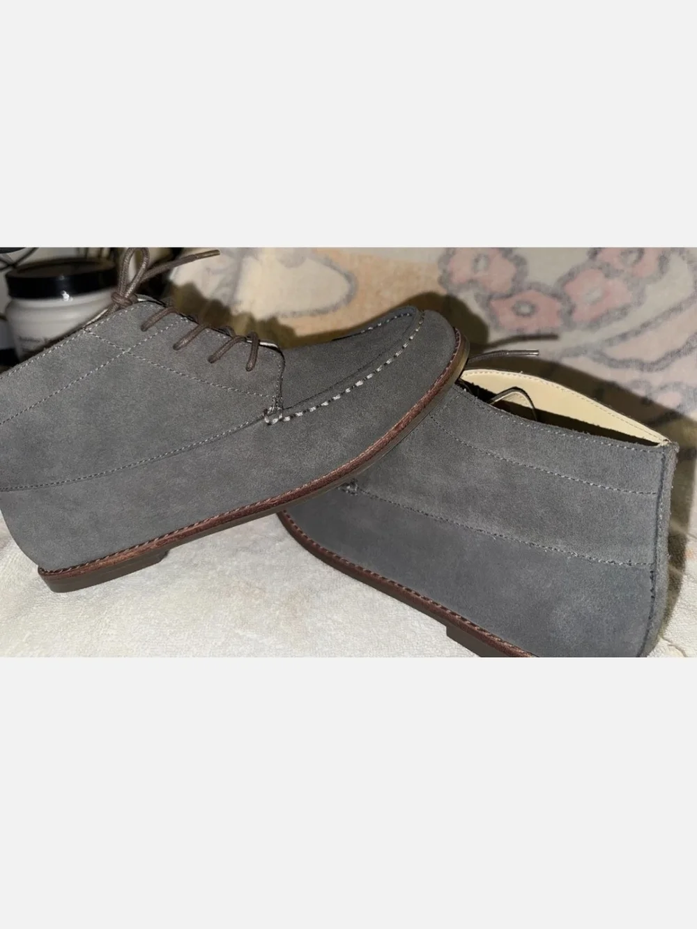 Janie And Jack Boot Boy size 4 Leather Suede Lace Up Ankle Shoes